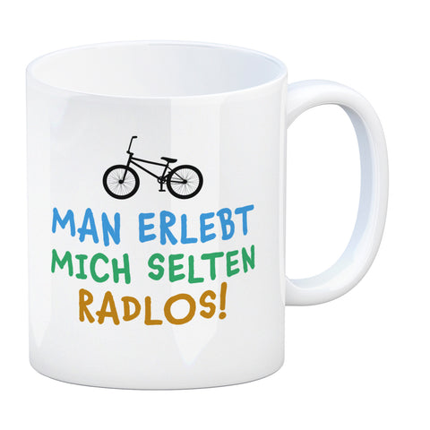 Man erlebt mich selten radlos BMX Kaffeebecher