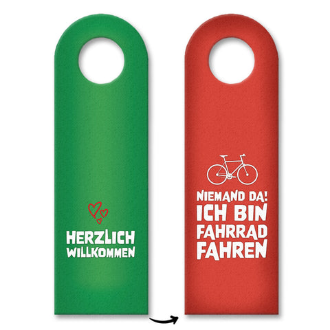 Willkommen oder bin Fahrrad fahren Türhänger -grün