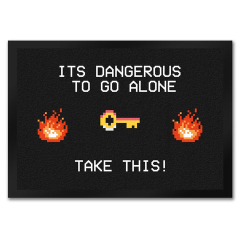 Dangerous to go Alone Fußmatte für alle Retro Zocker mit Pixel-Motiv