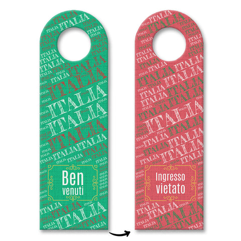Türhänger Benvenuti - Ingresso Vietato in den Nationalfarben von Italien