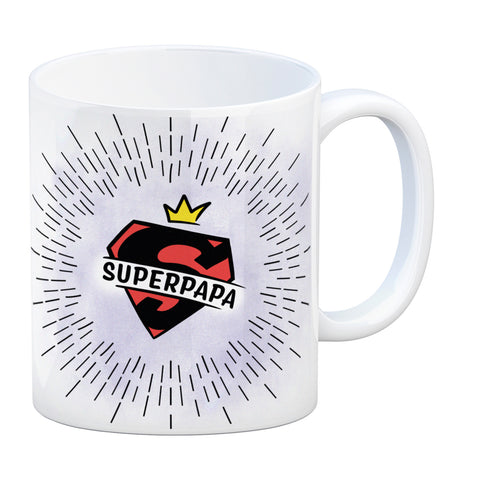 Superpapa Kaffeebecher mit Superheldensymbol
