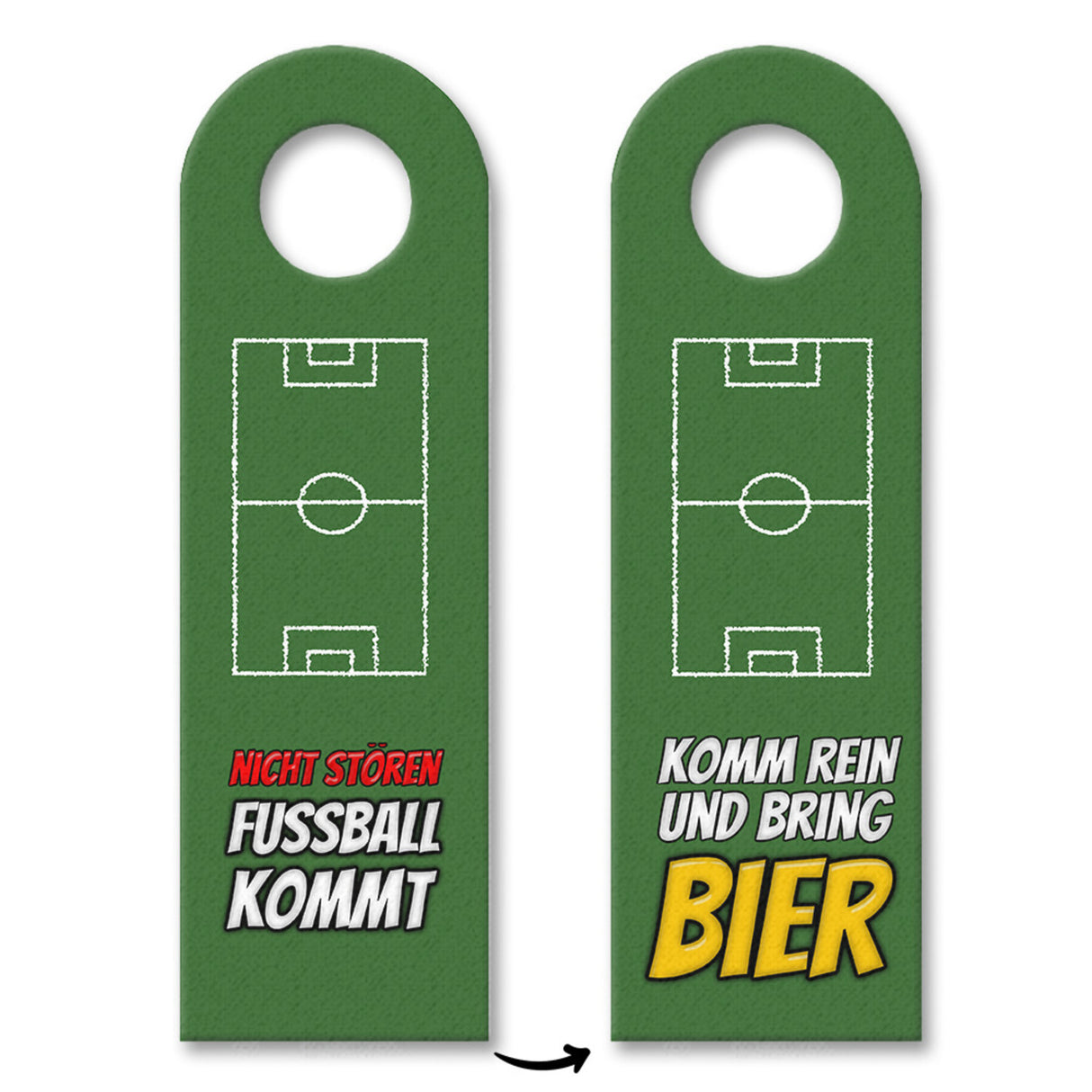 Türhänger in grasgrün mit Fußballfeld Nicht Stören - Komm rein und bring Bier