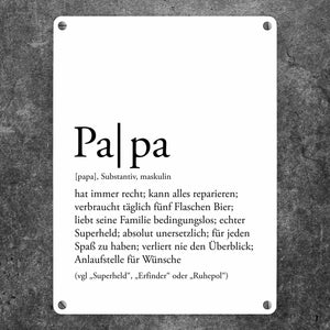 Papa Metallschild mit lustiger Worterklärung