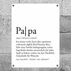 Papa Metallschild mit lustiger Worterklärung