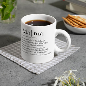 Mama Kaffeebecher mit lustiger Worterklärung