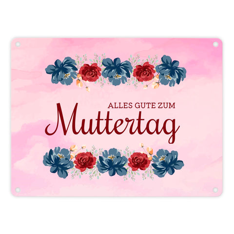 Muttertag Schild mit Blumengruß und besten Wünschen