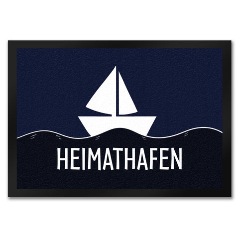 Heimathafen Fußmatte mit Schiff und Meeresmotiv