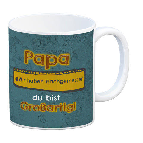 Kaffeebecher Papa du bist großartig - Meterstab Vatertag Geschenk