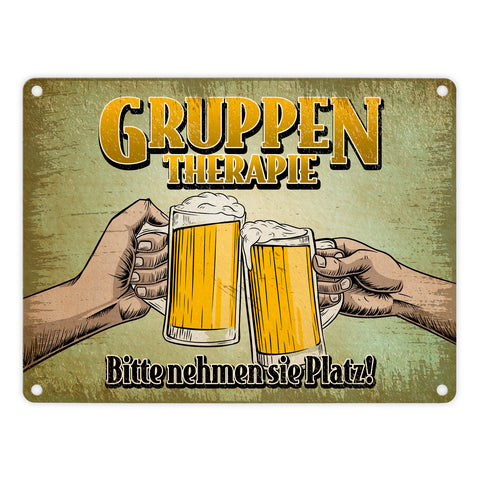 Gruppentherapie Bier Metallschild im trendigen Retrolook