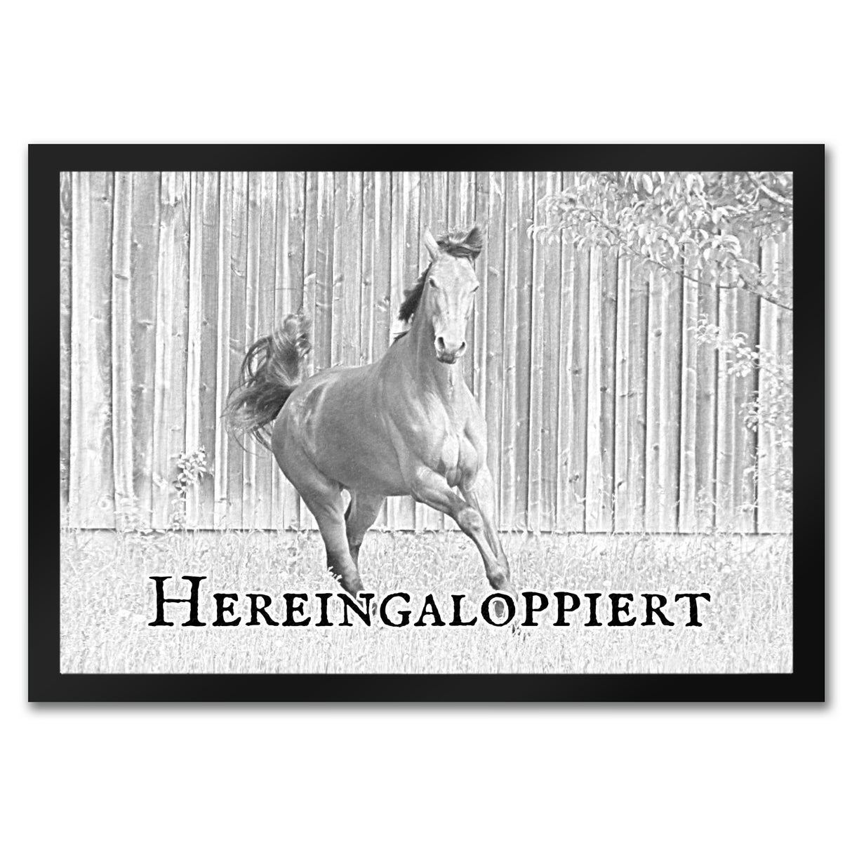 Hereingaloppiert Fussmatte mit Pferd für jeden Pferdeliebhaber ein Muss