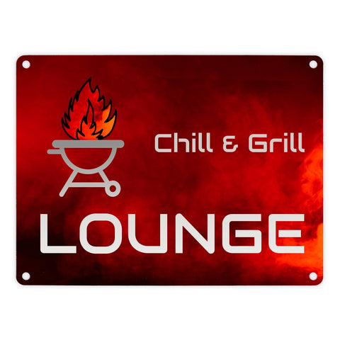 Chill & Grill Lounge Metallschild in 15x20 cm mit Spruch