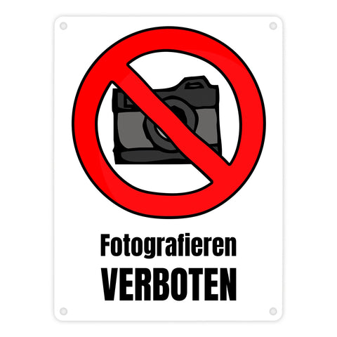 Fotografieren verboten Verbotsschild im Comic-Stil