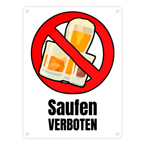 Saufen verboten Verbotsschild im Comic-Stil