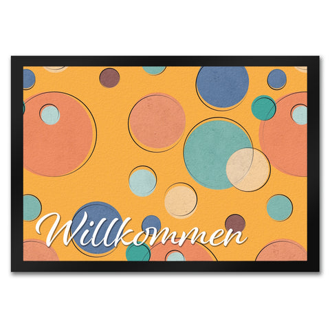 Willkommen Fußmatte mit schönem buntem Kreismuster