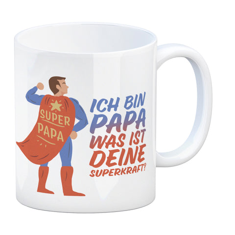 Ich bin Papa was ist deine Superkraft Kaffeebecher mit Superheldmotiv