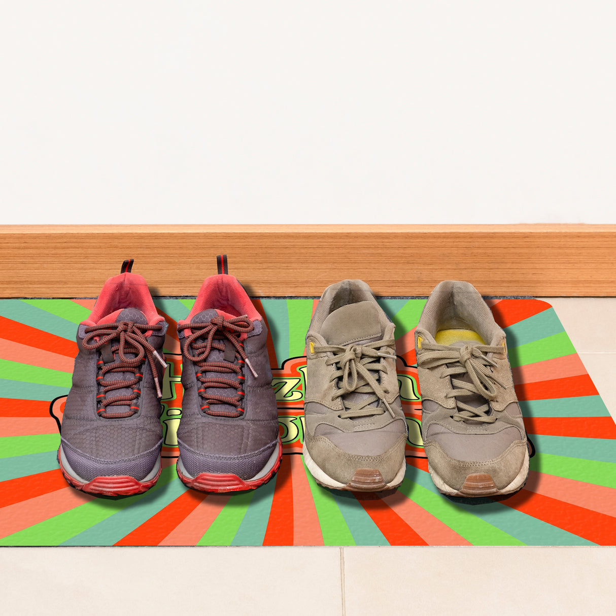 Farbenfrohe Herzlich Willkommen Fußmatte in 35x50 cm ohne Rand in hellen und frischen Farben