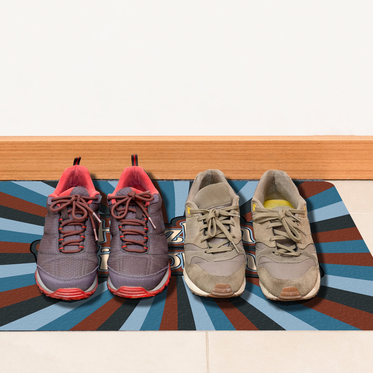 Farbenfrohe Herzlich Willkommen Fußmatte in 35x50 cm ohne Rand in gedeckten Farben