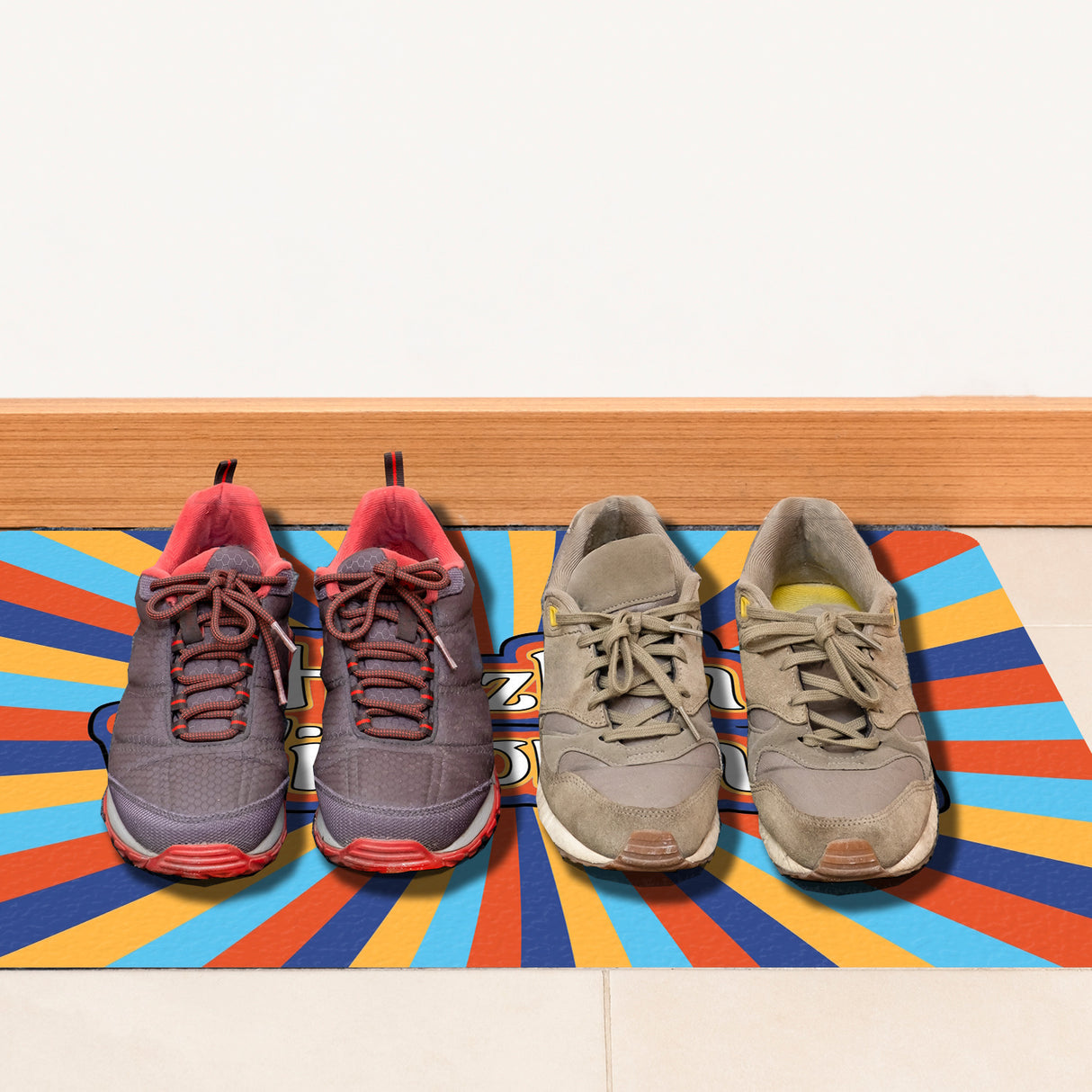 Farbenfrohe Herzlich Willkommen Fußmatte in 35x50 cm ohne Rand in bunten Sommerfarben