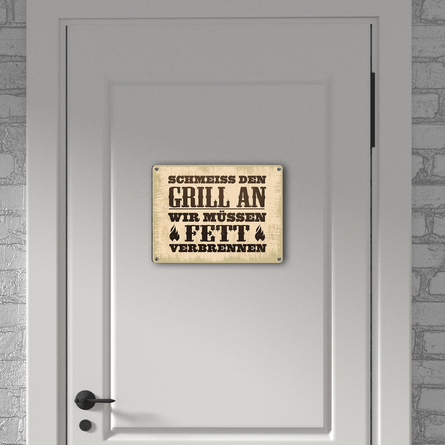 Vintage Blechschild Mit Spruch: 'Schmeiß Den Grill An, Müssen Fett Verbrennen' – Witziges Retro-Schild Für Garten, Garage & Deko, 18x12 Cm