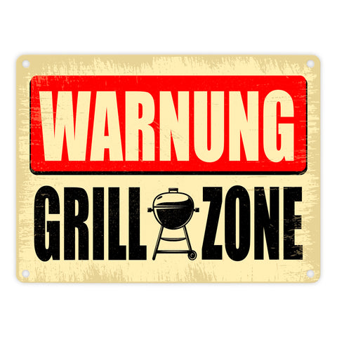 Warnung Grillzone Metallschild als lustiges Warnschild