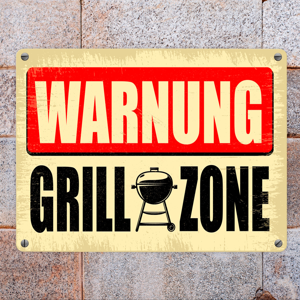 Warnung Grillzone Metallschild als lustiges Warnschild