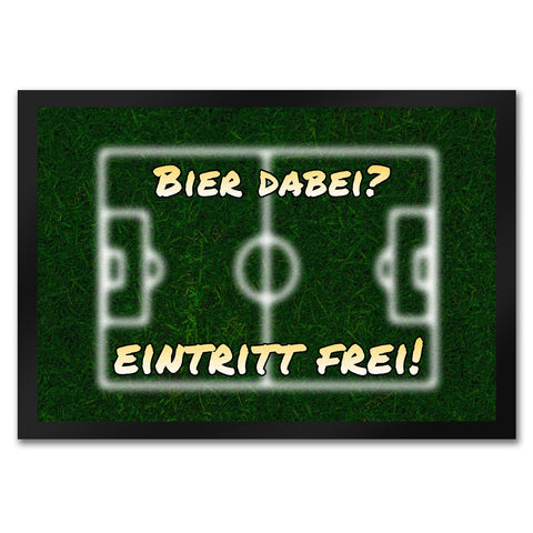 Fußballer Fußmatte in 35x50 cm mit Rasenmotiv und Spruch Bier dabei? Eintritt frei!
