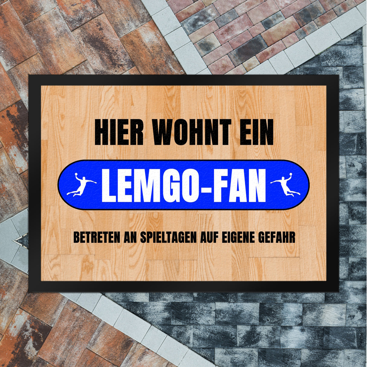 Hier wohnt ein Lemgo-Fan Fußmatte in 35x50 cm mit Turnhallenboden Motiv