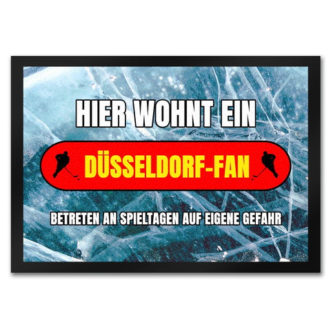 Hier wohnt ein Düsseldorf-Fan Fußmatte in 35x50 cm mit Eishallen Boden-Motiv