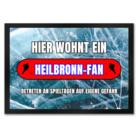 Hier wohnt ein Heilbronn-Fan Fußmatte in 35x50 cm mit Eishallen Boden-Motiv