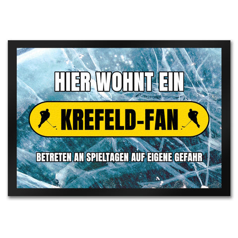 Hier wohnt ein Krefeld-Fan Fußmatte in 35x50 cm mit Eishallen Boden-Motiv