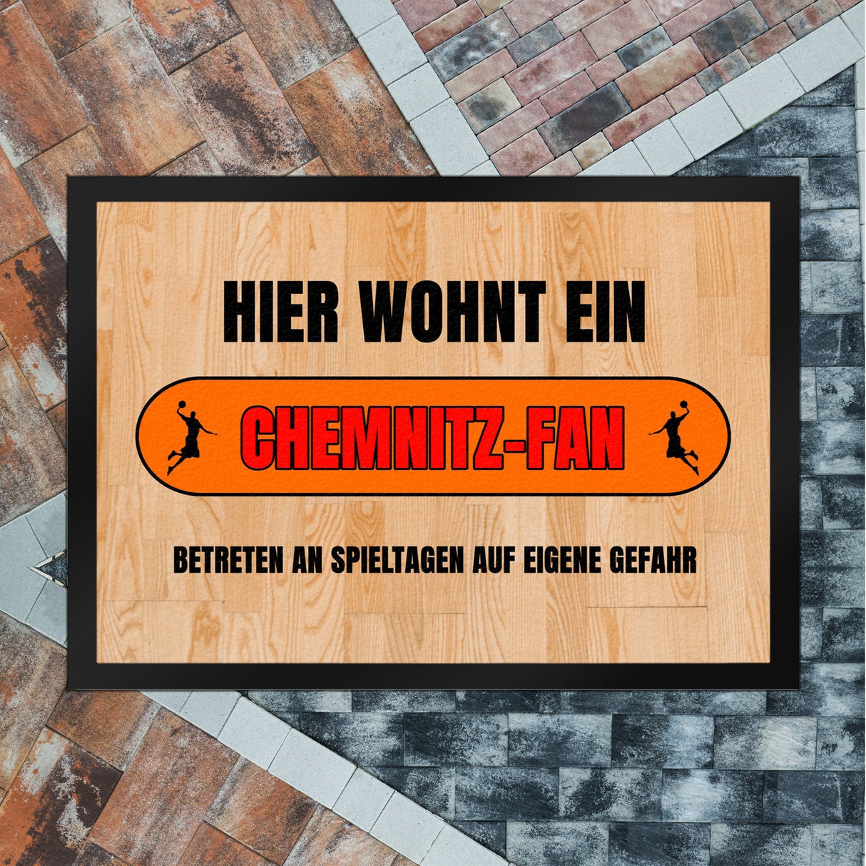 Hier wohnt ein Chemnitz-Fan Fußmatte in 35x50 cm mit Turnhallenboden Motiv