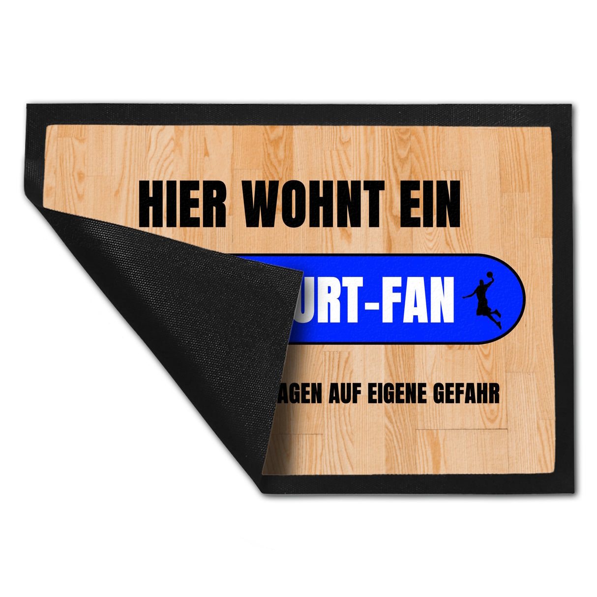 Hier wohnt ein Frankfurt-Fan Fußmatte in 35x50 cm mit Turnhallenboden Motiv