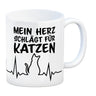 Mein Herz schlägt für Katzen Kaffeebecher mit süßem EKG Motiv