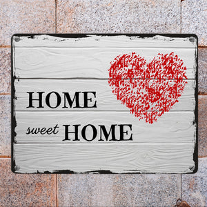 HOME sweet HOME Metallschild in 15x20 cm mit Herz und Holzoptik