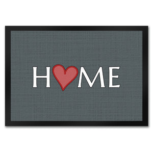 Fußmatte in 35x50 cm in dunkelgrau mit Spruch und Symbol Home und Herz