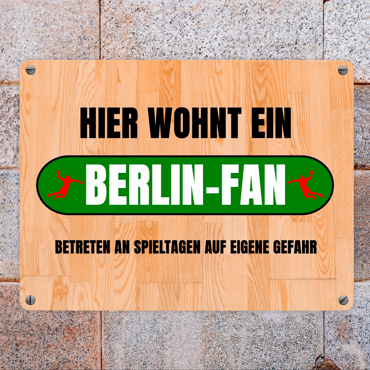 Hier wohnt ein Berlin-Fan Metallschild in 15x20 cm mit Turnhallenboden Motiv