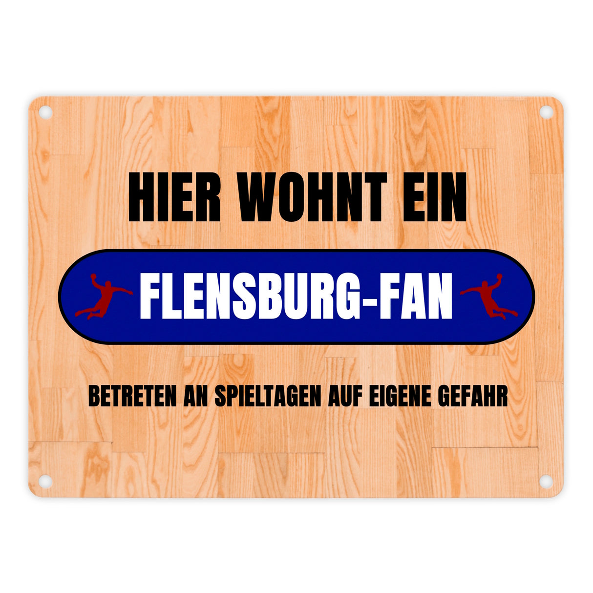 Hier wohnt ein Flensburg-Fan Metallschild in 15x20 cm mit Turnhallenboden Motiv