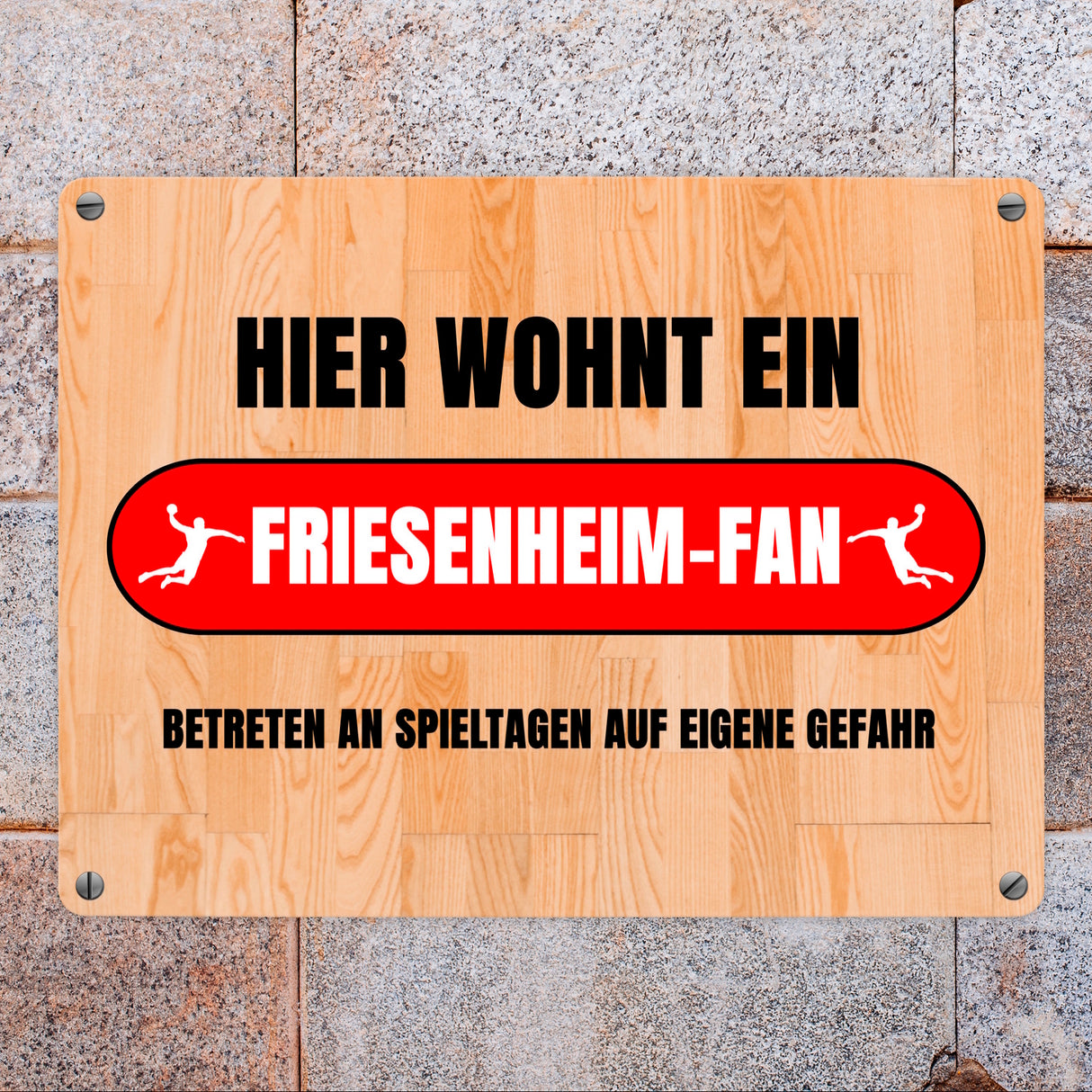 Hier wohnt ein Friesenheim-Fan Metallschild in 15x20 cm mit Turnhallenboden Motiv