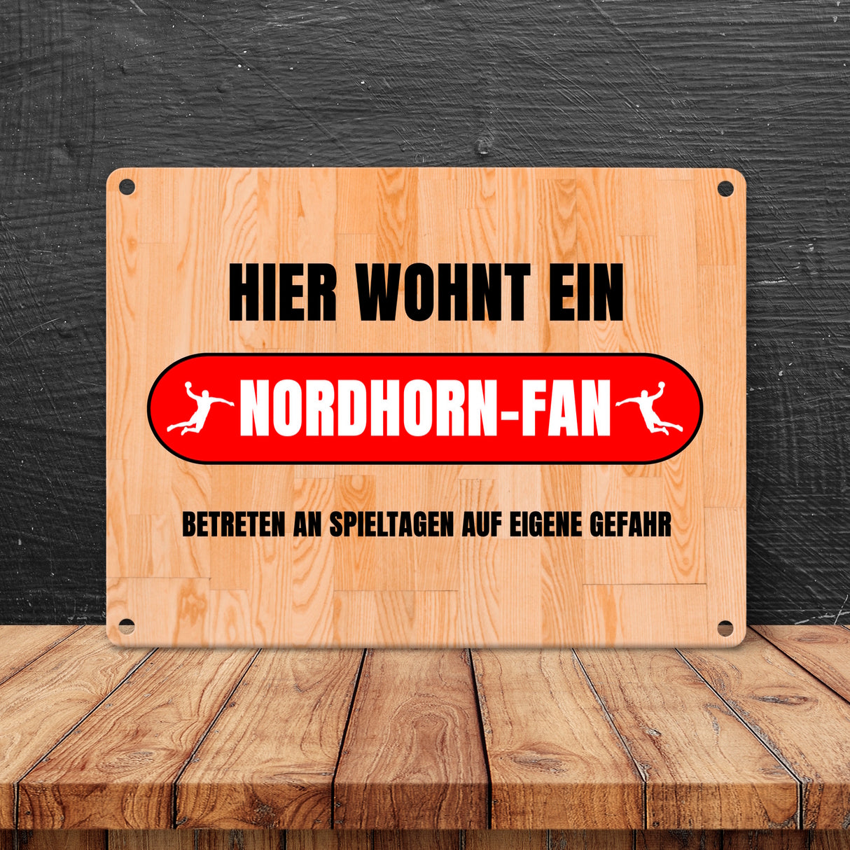 Hier wohnt ein Nordhorn-Fan Metallschild in 15x20 cm mit Turnhallenboden Motiv