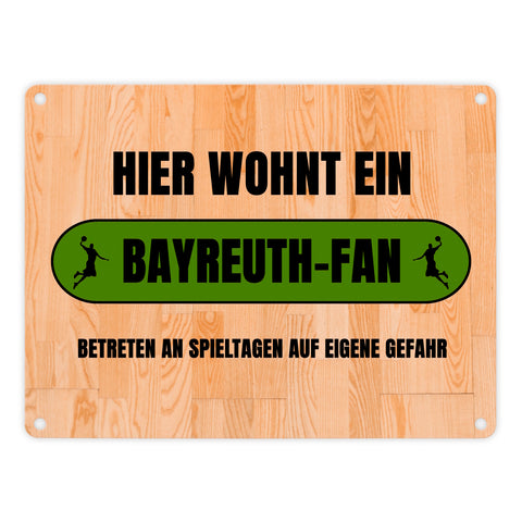 Hier wohnt ein Bayreuth-Fan Metallschild in 15x20 cm mit Turnhallenboden Motiv