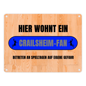 Hier wohnt ein Crailsheim-Fan Metallschild in 15x20 cm mit Turnhallenboden Motiv