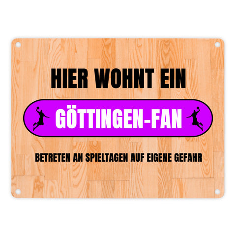 Hier wohnt ein Göttingen-Fan Metallschild in 15x20 cm mit Turnhallenboden Motiv