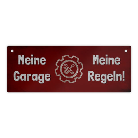 Meine Garage, Meine Regeln Metallschild in 7,5x20cm