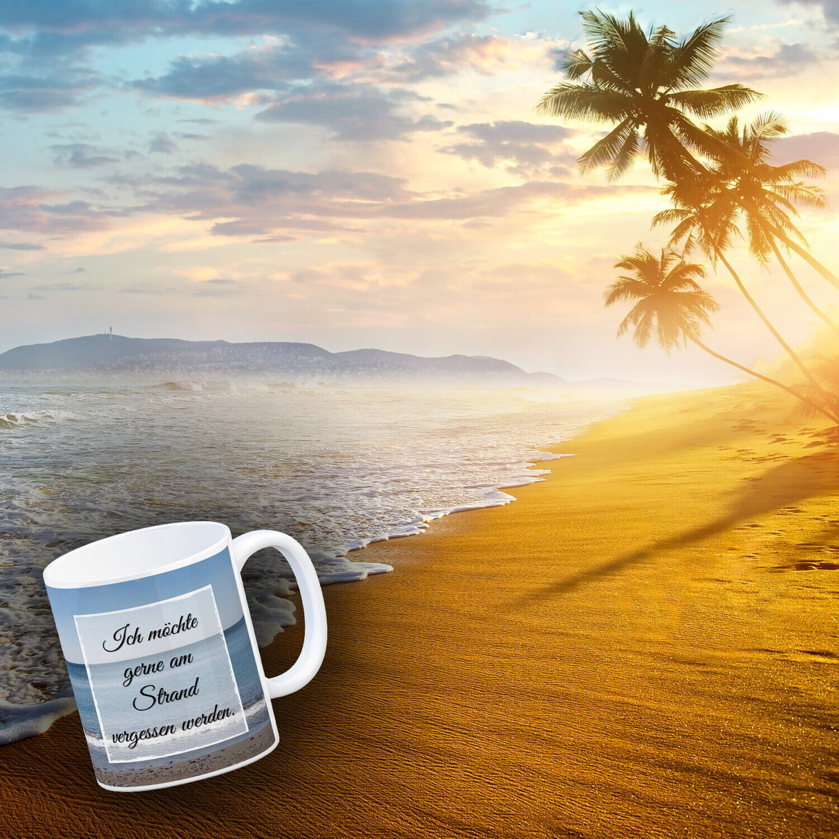 Ich möchte gerne am Strand vergessen werden Kaffeebecher