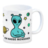 Kaffeebecher mit lustigem Comic Alien Motiv - Ich hasse Menschen