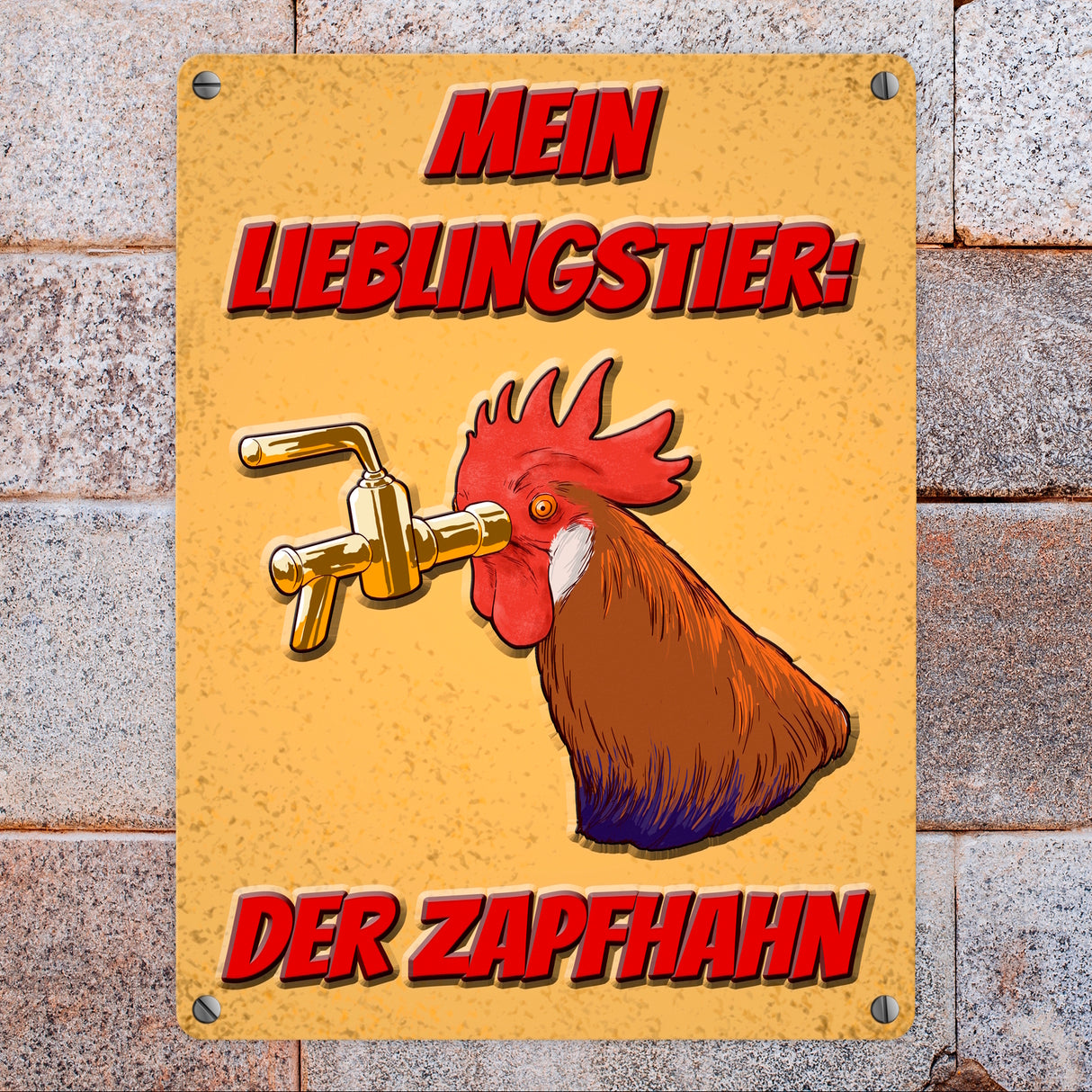 Metallschild mit Bier-Spruch - Mein Lieblingstier: der Zapfhahn