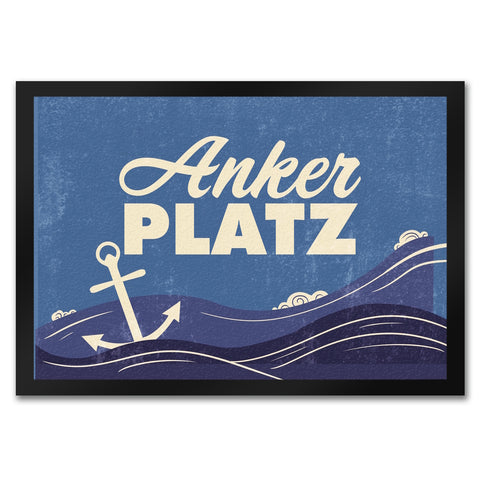 Fußmatte mit Meer Motiv und Anker - Ankerplatz mit Wellen an der Nordsee