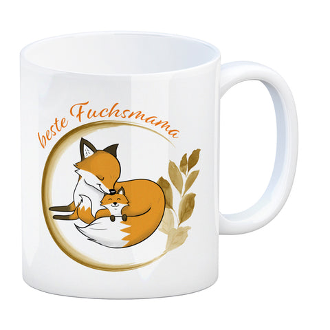 Kaffeebecher mit Motiv - Beste Fuchsmama mit süßem Fuchsbaby und Fuchsmutter