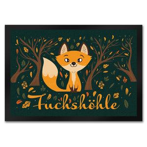 Fußmatte mit niedlichem Fuchs im Wald und Herbst Motiven - Fuchshöhle