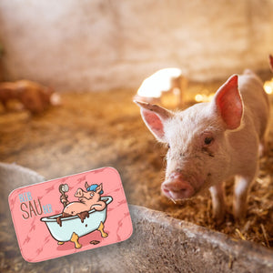 Badematte mit Schweine Motiv und Spruch - bleib SAUber Badvorleger in pink